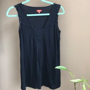 Navy tank with lace detail